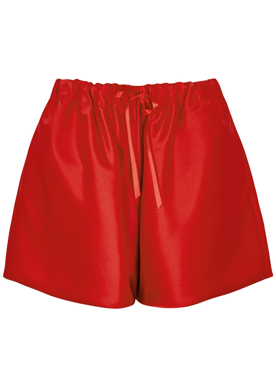 Shop Simone Rocha Satin Shorts In Red