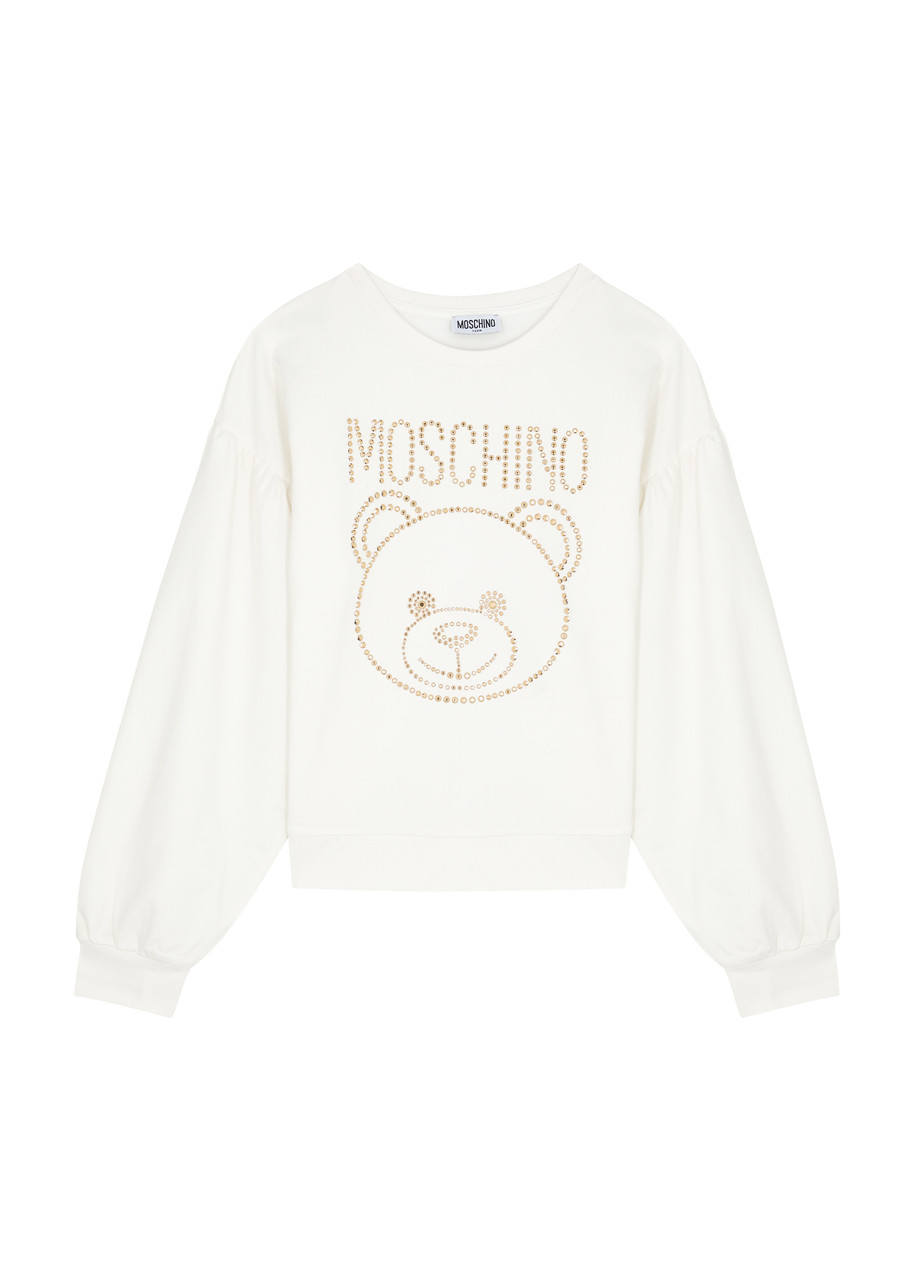 Moschino Kids Logo-embellished Stretch-cotton Sweatshirt (10-14 Years) In White