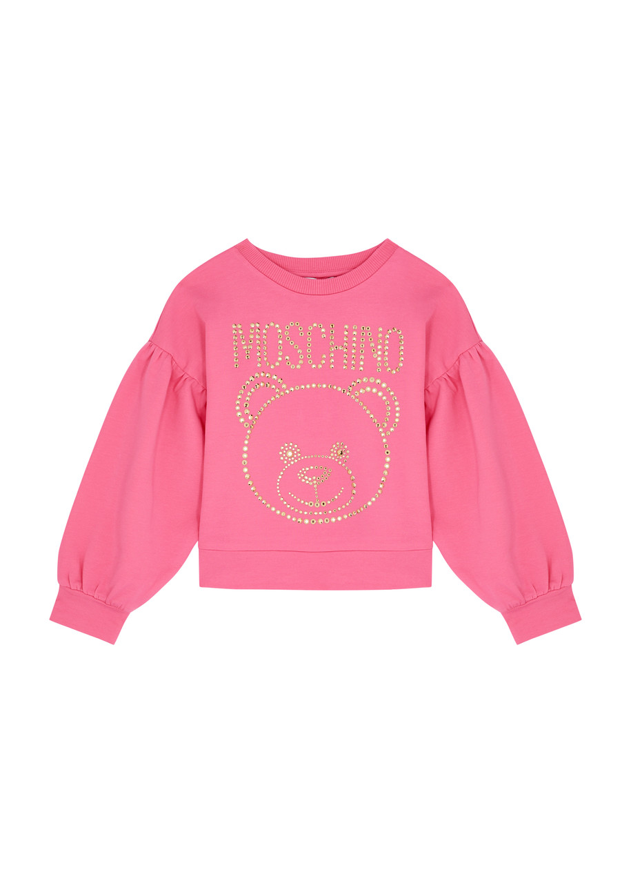 Moschino Kids Logo-embellished Stretch-cotton Sweatshirt (4-8 Years) In Pink