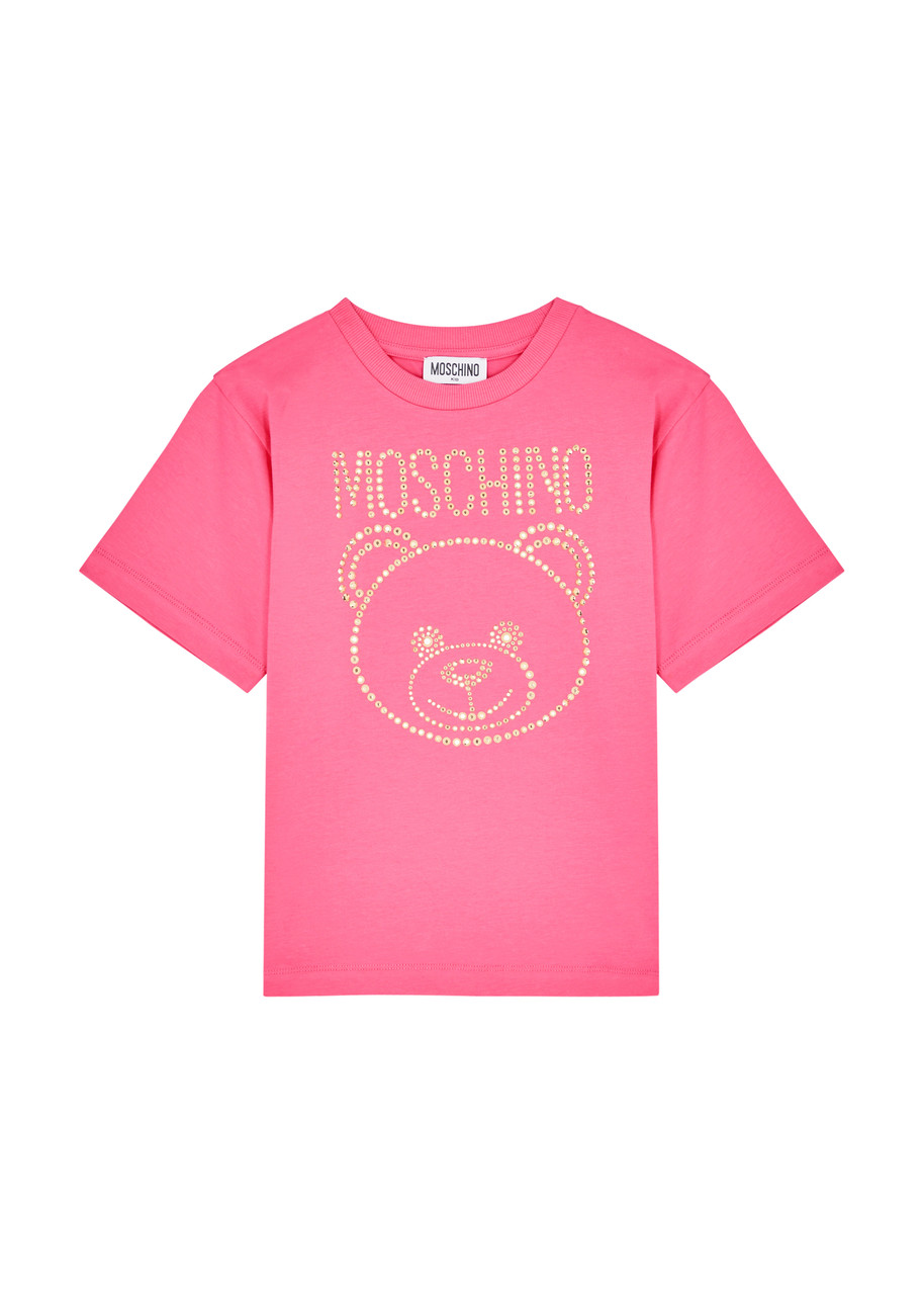 Moschino Kids Logo-embellished Stretch-cotton T-shirt (4-8 Years) In Pink