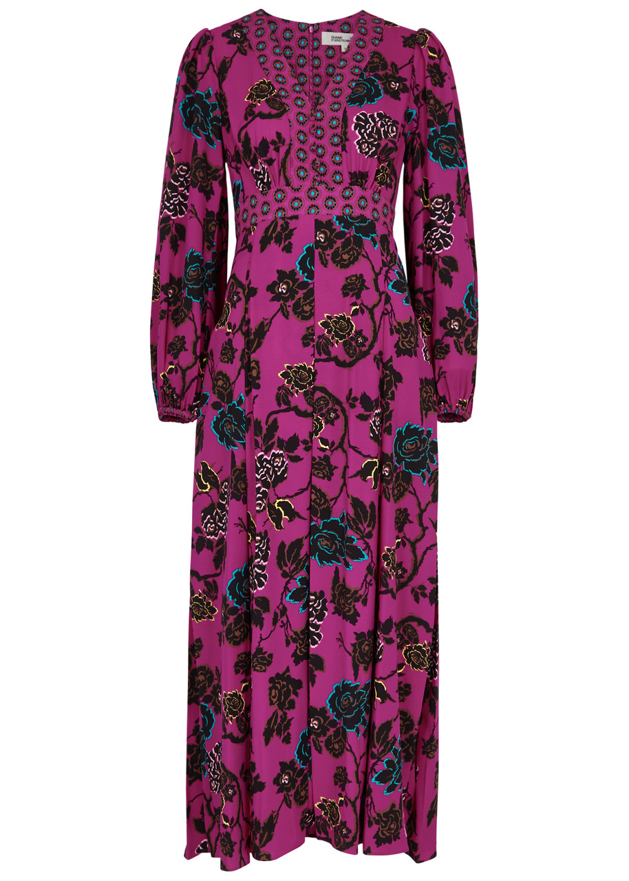 Diane Von Furstenberg Anjali Floral-print Midi Dress In Multicoloured