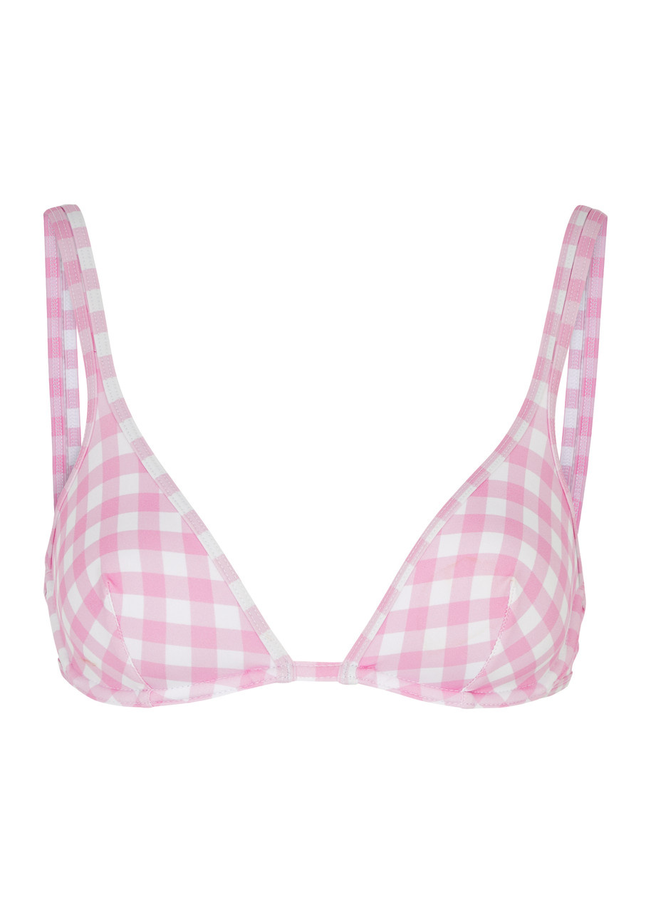 Ephemera Gingham Bikini Top In Pink