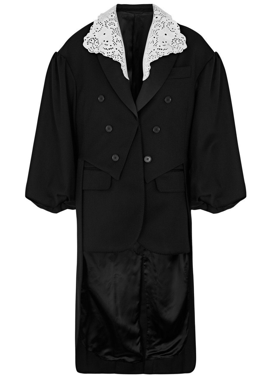 Simone Rocha Lace-panelled Twill Jacket In Black