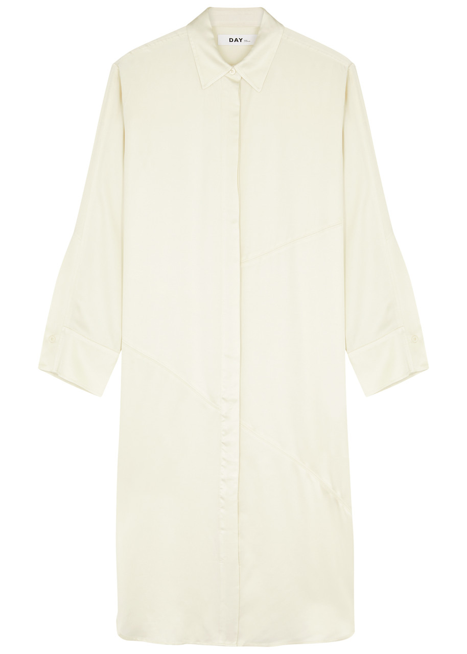 Kenza Satin Midi Shirt Dress