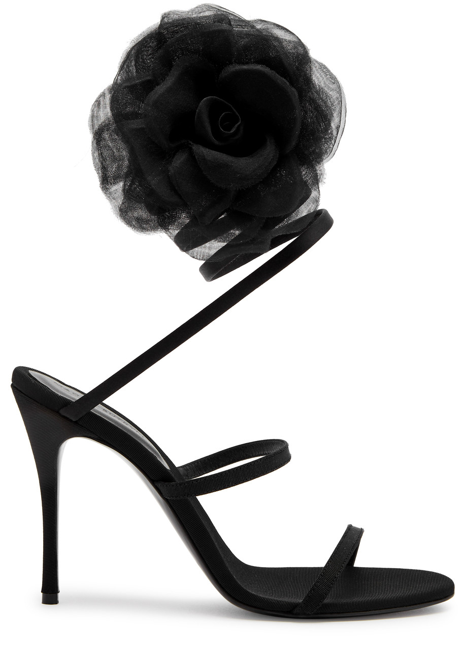Magda Butrym Spiral-bound Floral-appliqué Sandals In Black