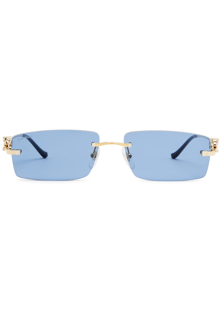 Cartier Signature C De Rectangle-frame Sunglasses In Gold