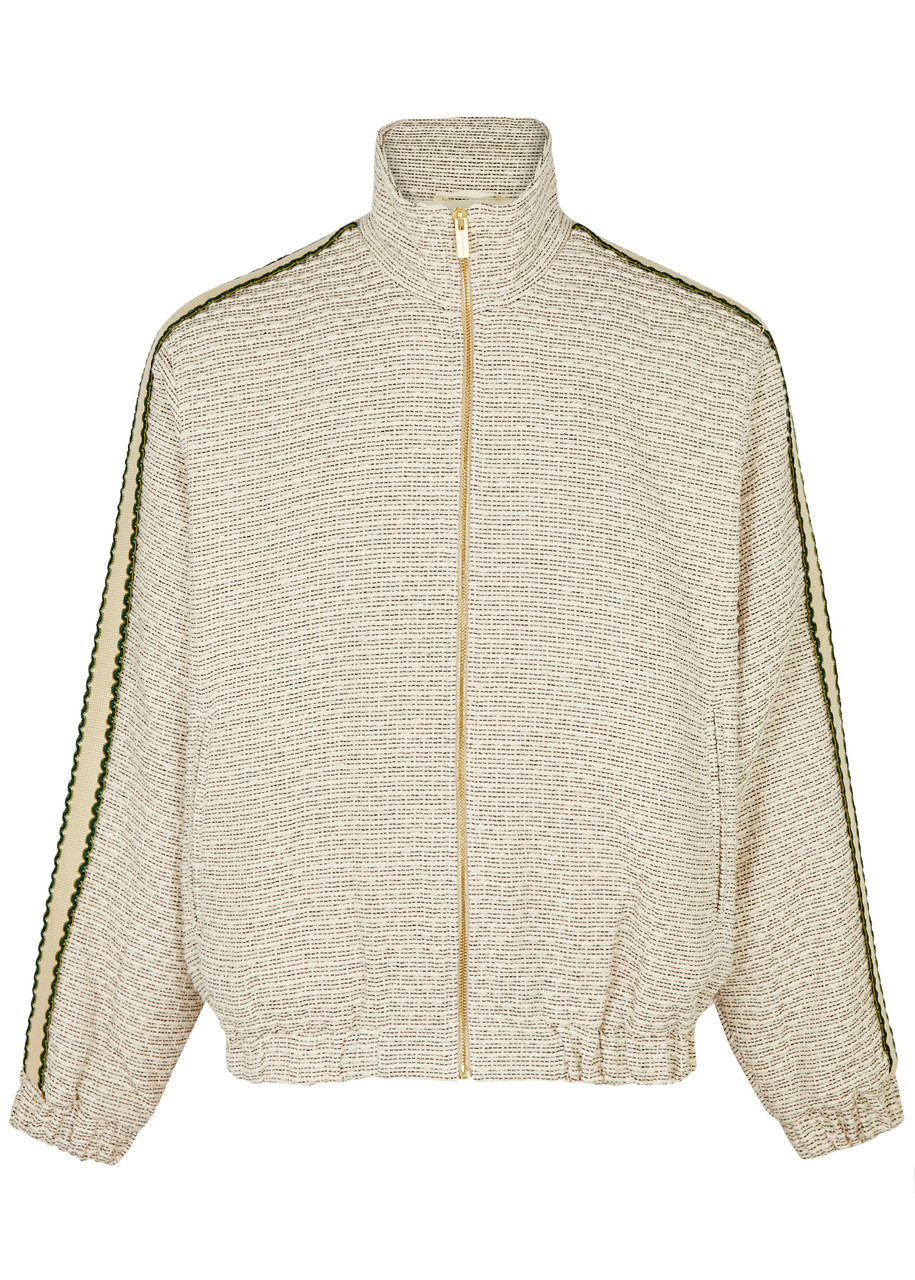 Shop Drôle De Monsieur Survet Tweed Track Jacket In Beige