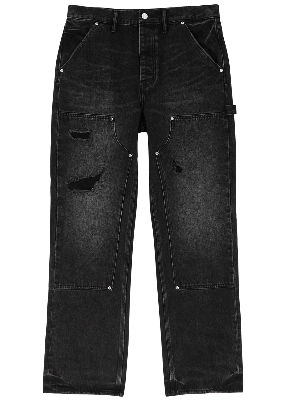 Purple Brand Carpenter Distressed Straight-leg Jeans In Black