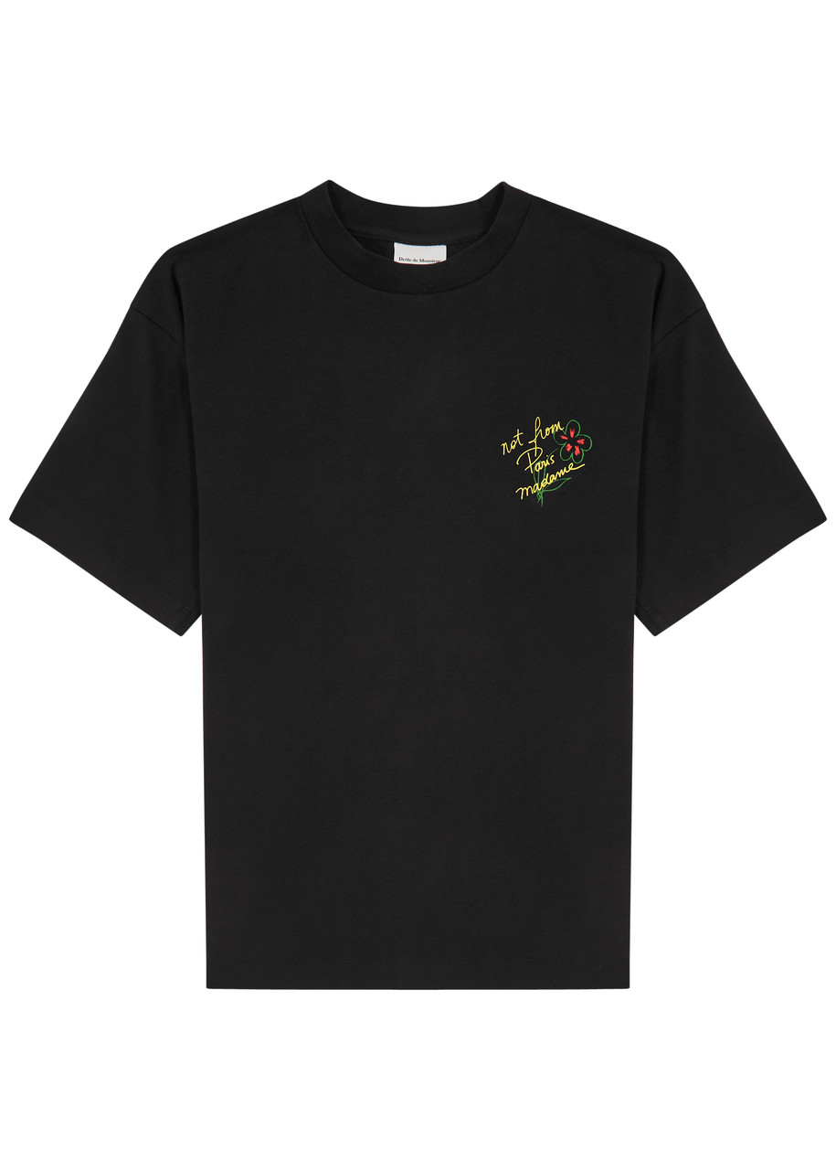Shop Drôle De Monsieur Nfpm Printed Cotton T-shirt In Black