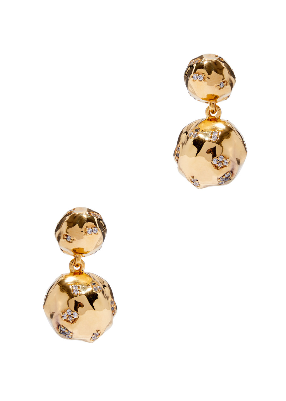 Dangling Orb 18kt Gold-plated Drop Earrings