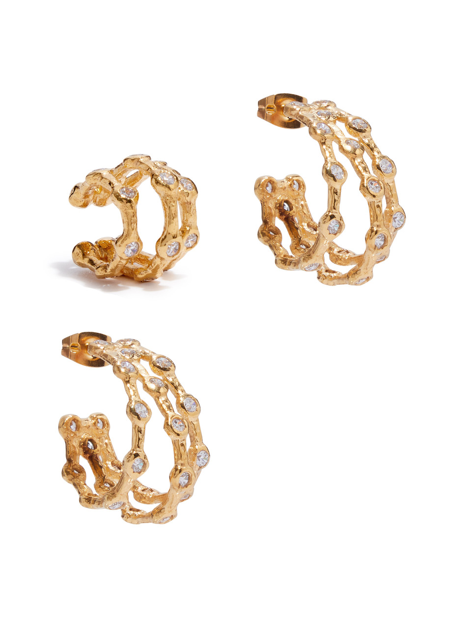 Feminine Waves 18kt Gold-plated Earrings set