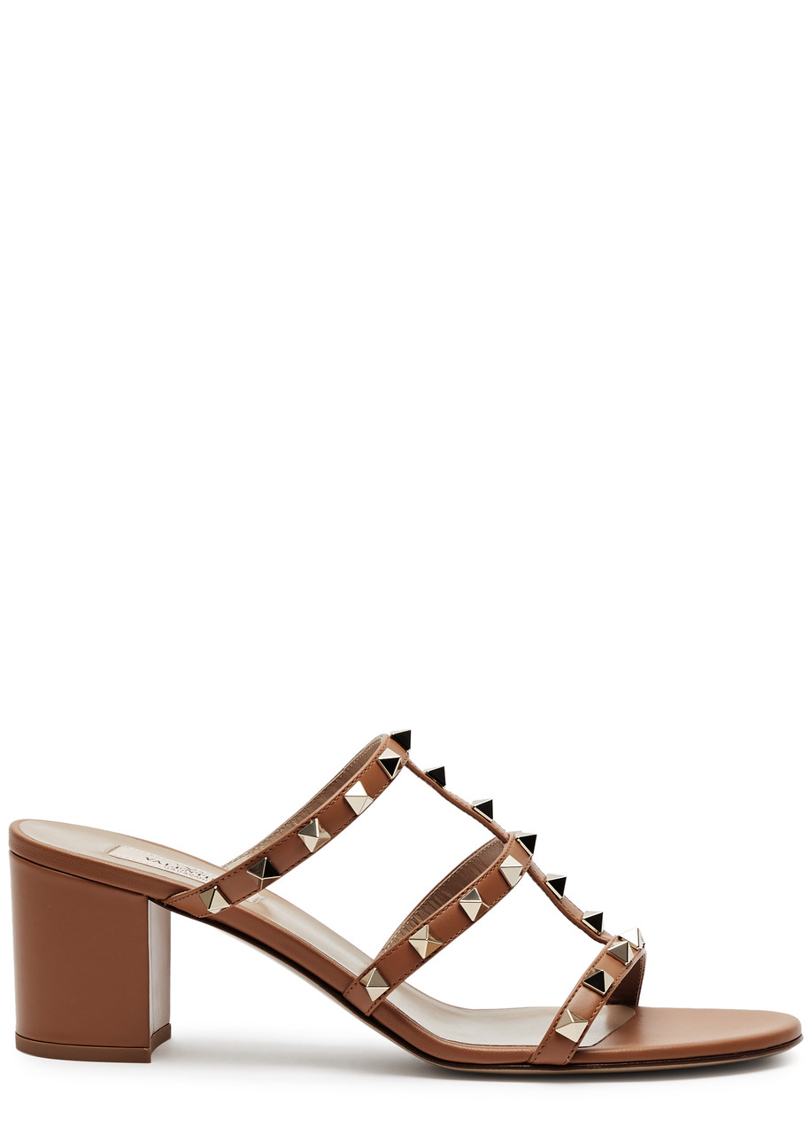Valentino Garavani Rockstud 60 Leather Mules - Tan - 38 (IT38 / UK5)