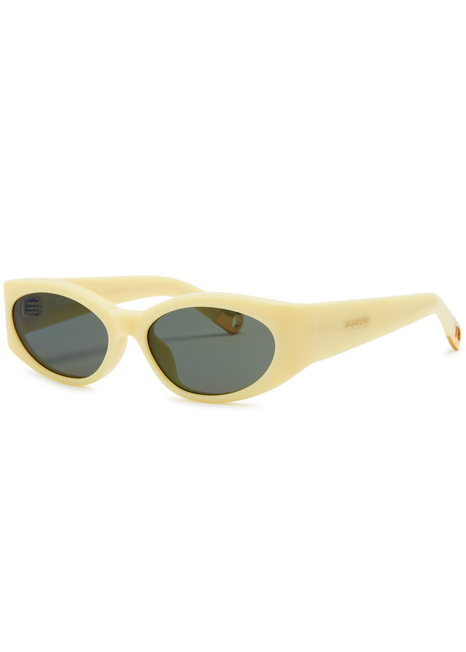 Shop Linda Farrow Luxe Jacquemus X  Ovalo Oval-frame Sunglasses In Yellow