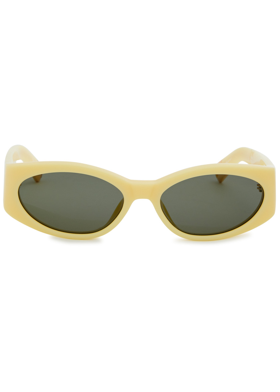 Shop Linda Farrow Luxe Jacquemus X  Ovalo Oval-frame Sunglasses In Yellow