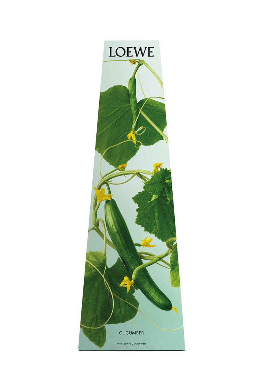 Loewe Cucumber Wax Candleholder 350g, Candlestick-shaped Candle, Cucumber Essence, Aquatic Scent, Juicy Cucumber, Fresh Mint Notes, 350g 