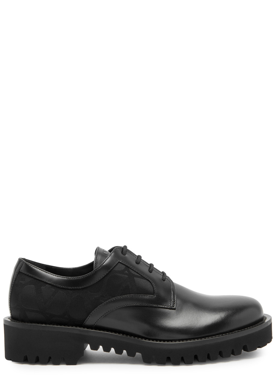 Shop Valentino Garavani Vlogo Leather Derby Shoes In Black