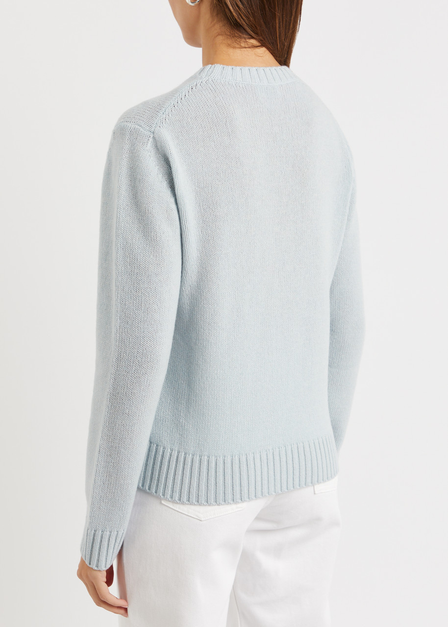  Moncler Logo-embroidered Wool-blend Jumper - Blue - L (uk14 / L) 