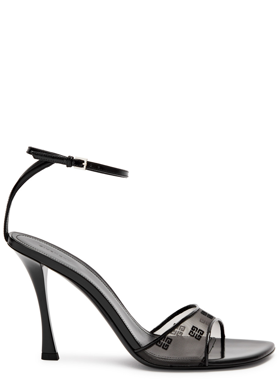 Shop Givenchy Stitch 95 Logo-embellished Mesh Sandals In Black