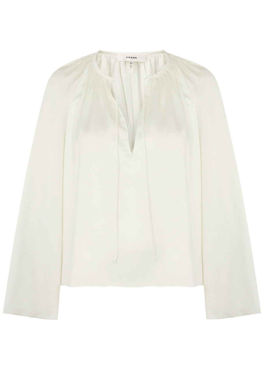 Shop Frame Satin Blouse In Cream