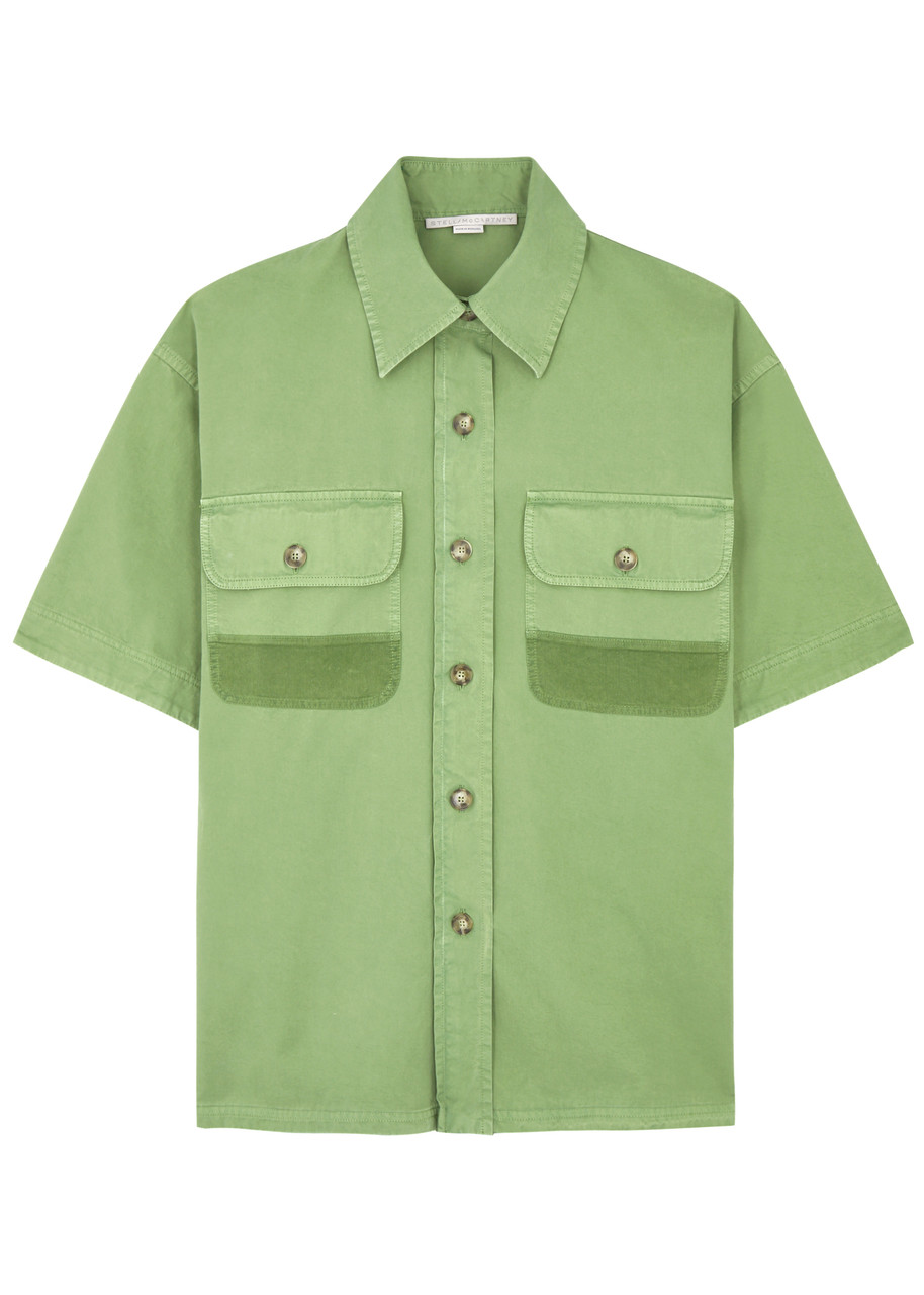 Shop Stella Mccartney Panelled Cotton Shirt In Green