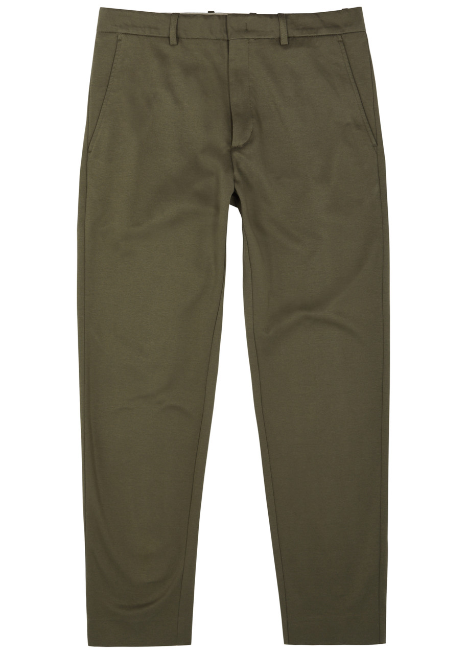 Moncler Tapered Jersey Trousers In Green