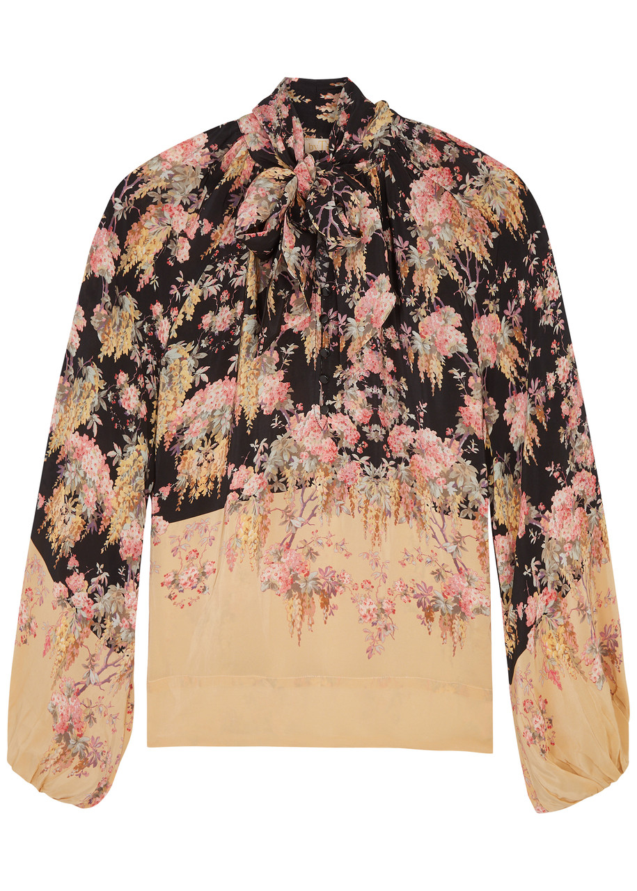 Bytimo Floral-print Satin Blouse In Multicoloured