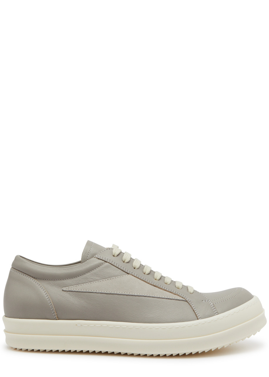 Rick Owens Panelled Leather Sneakers In Grey