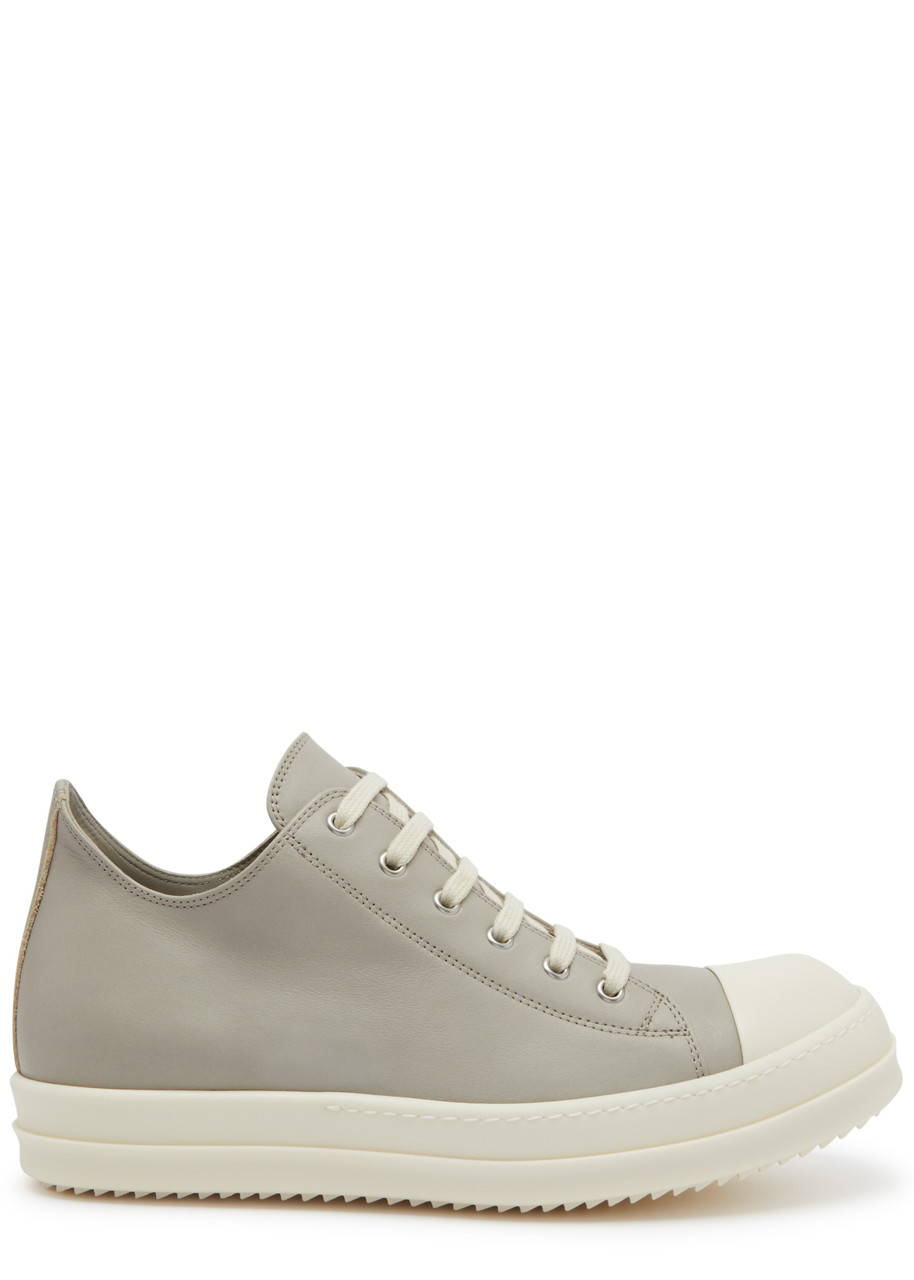 Rick Owens Leather Trainers In Grey