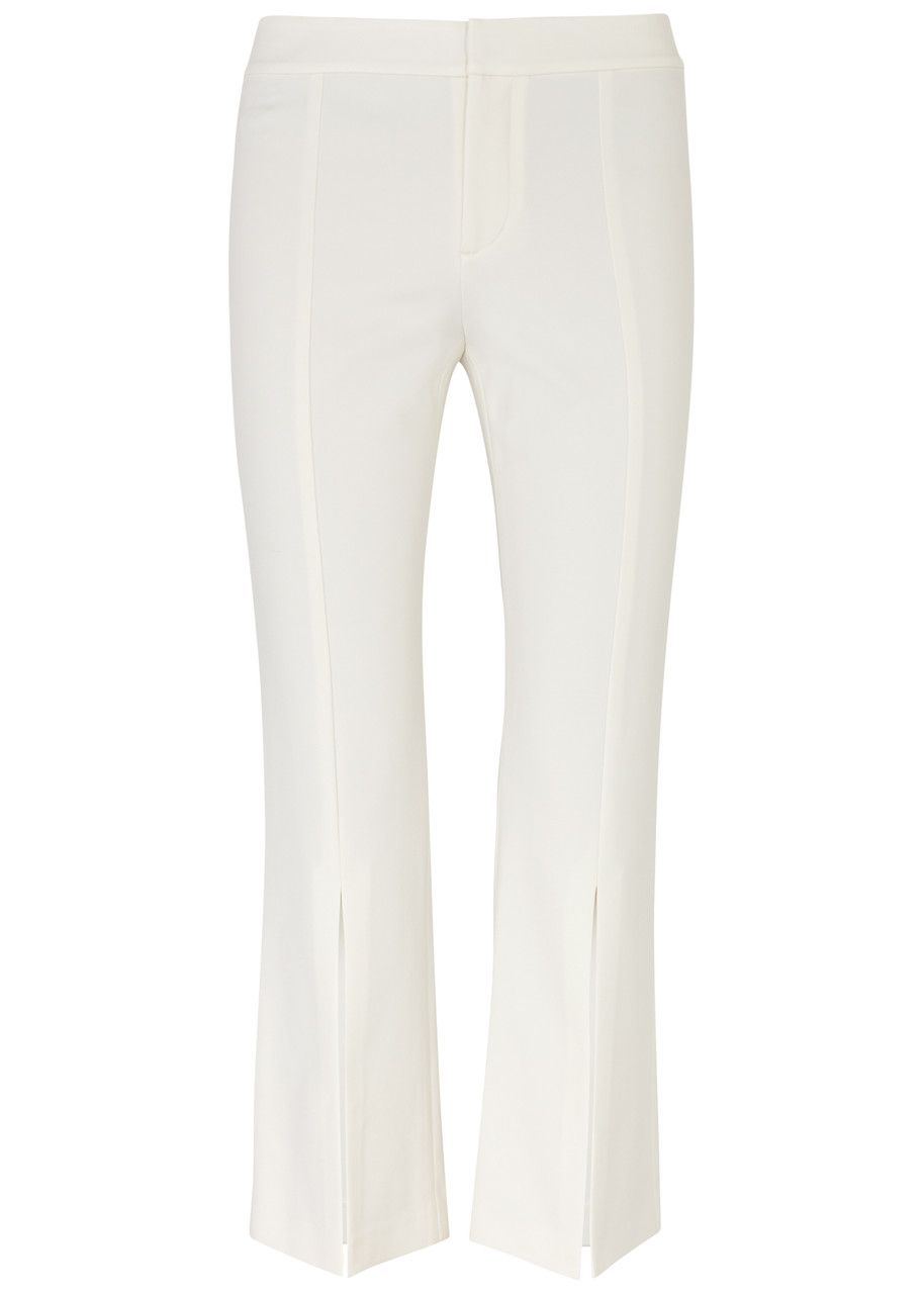 Alice And Olivia Walker Cropped Stretch-jersey Trousers In Off White