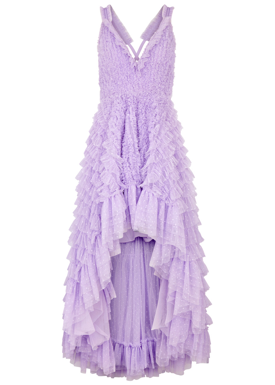 Needle & Thread Mia Ruffled Tulle Gown In Purple