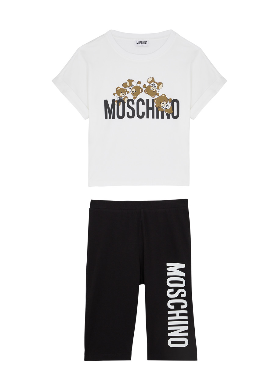 Moschino Kids Logo-print Cotton T-shirt And Shorts Set (10-14 Years) In White