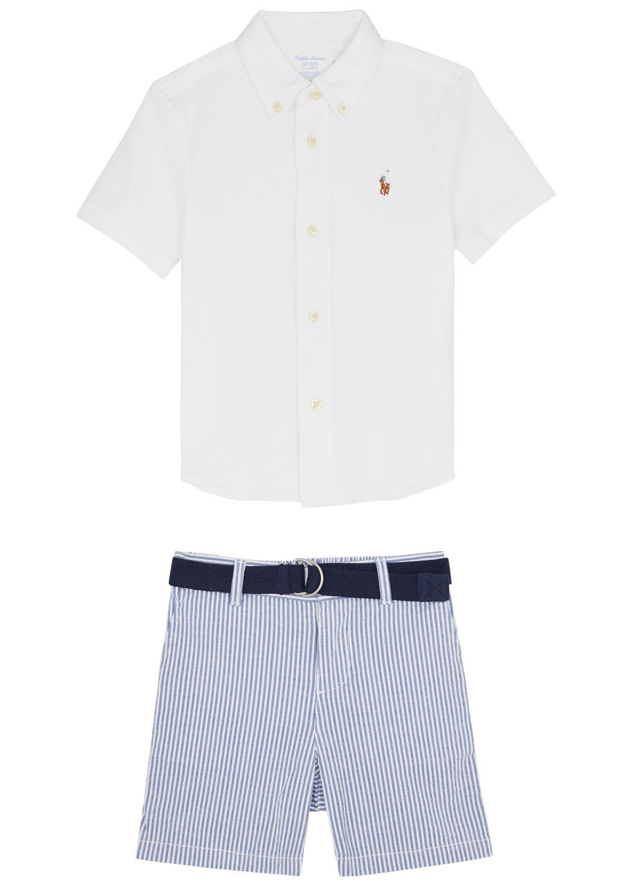 Polo Ralph Lauren Kids Cotton Shirt And Shorts Set (6-24 Months) In White