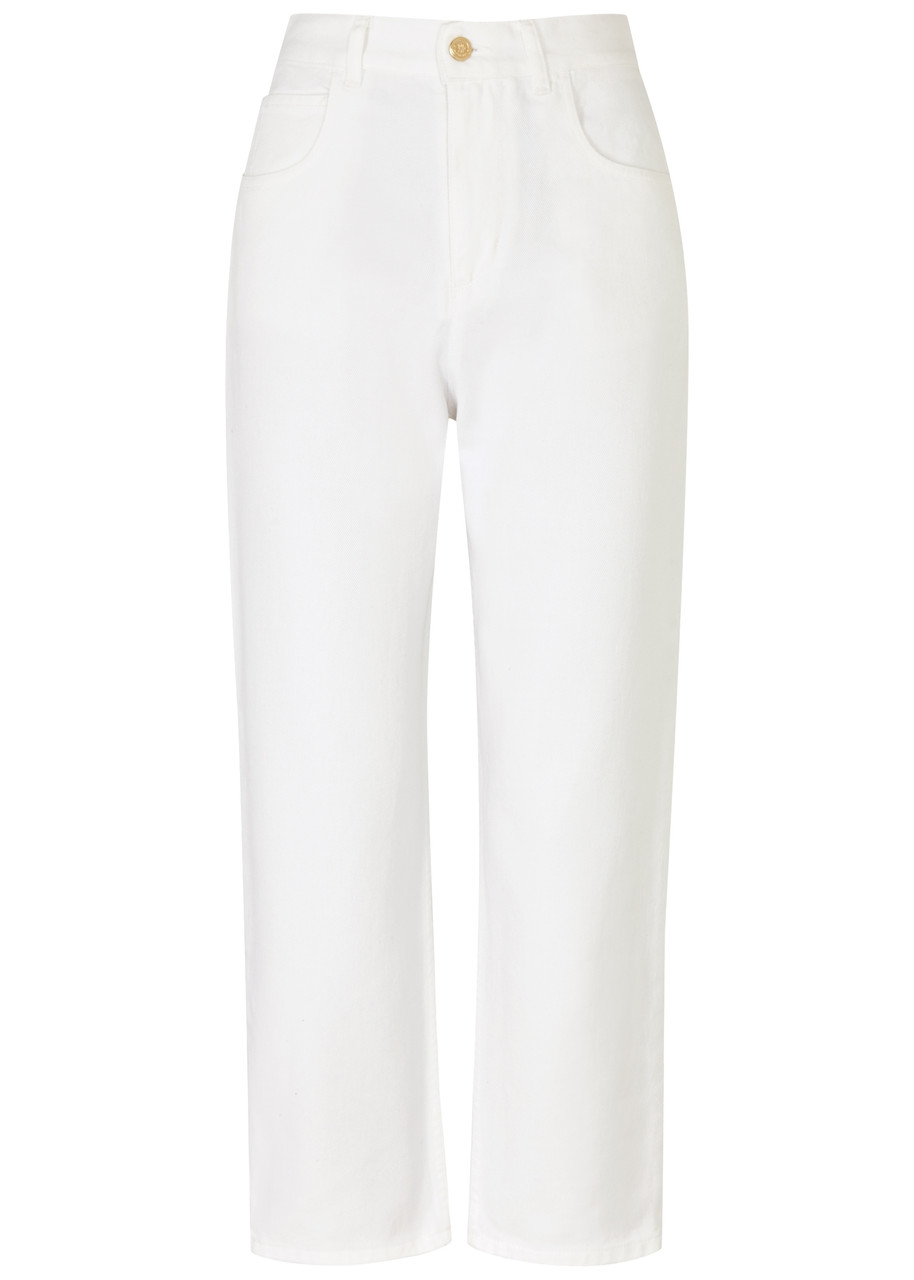 Moncler Cropped Slim-leg Jeans - White - 40 (UK8 / S)
