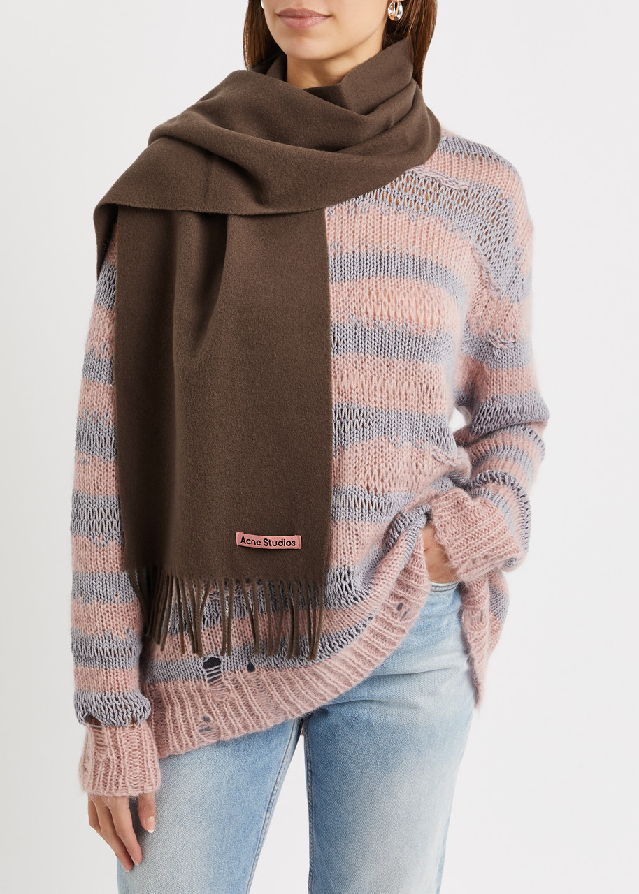 Acne Studios Canada Wool Scarf In Chocolate