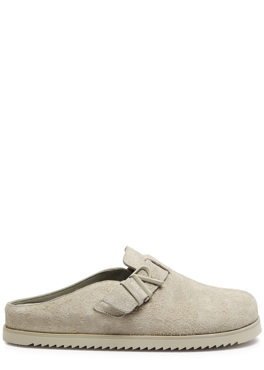 Represent Initial Suede Sliders In Beige