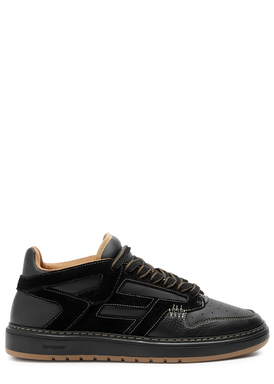 Represent Reptor Panelled Leather Sneakers In Black