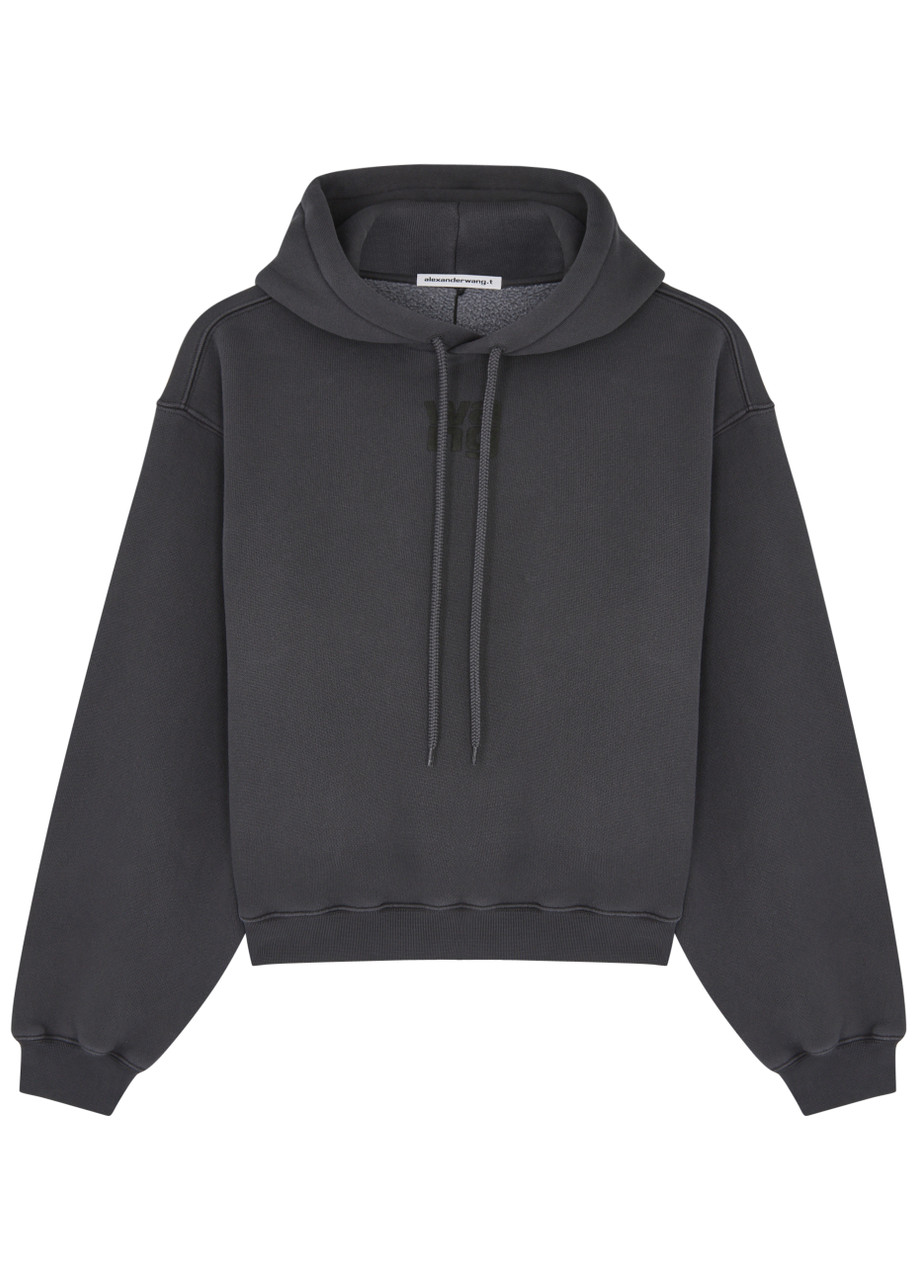 Alexander Wang T Alexanderwang. T Logo Hooded Cotton-blend Sweatshirt In Grey