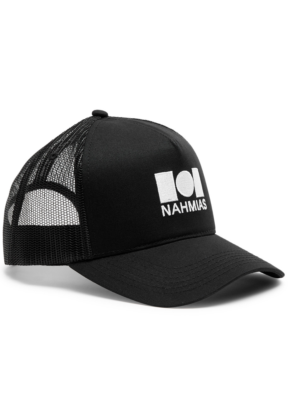 Nahmias Logo-embroidered Canvas Trucker Cap In Black