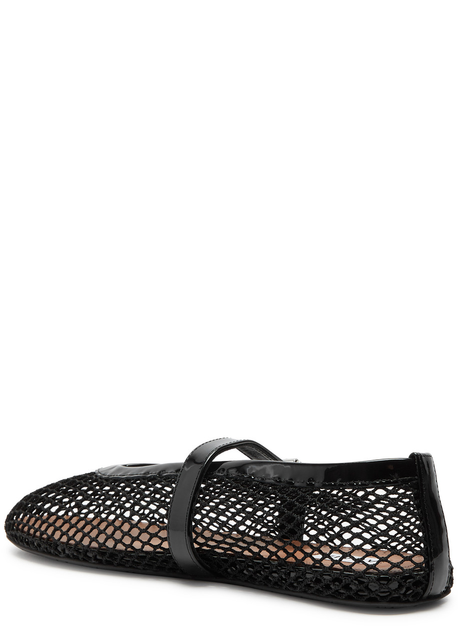 Alaïa Alaia Women Ballet Flats Mesh Ballerinas With Patent Leather Profiles In Black