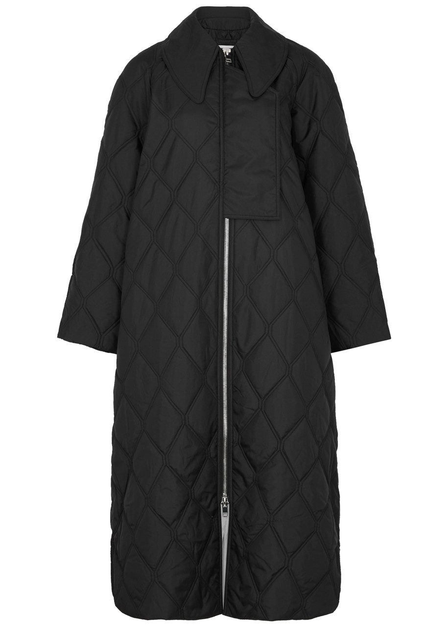 Ganni Quilted Ripstop Shell Coat - Black - 32 (UK4 /xxs)