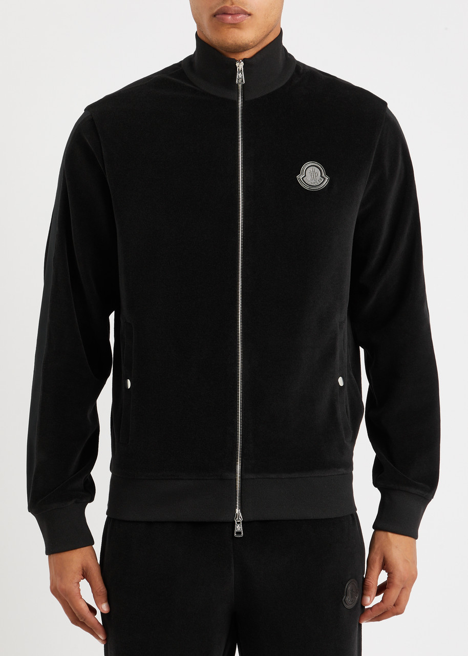  Moncler Logo Velour Sweatshirt - Black - L 