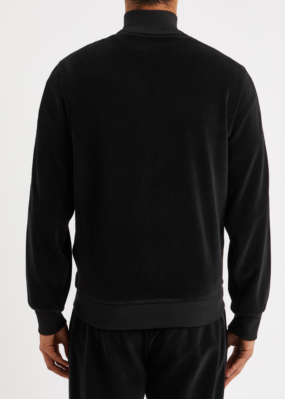  Moncler Logo Velour Sweatshirt - Black - L 