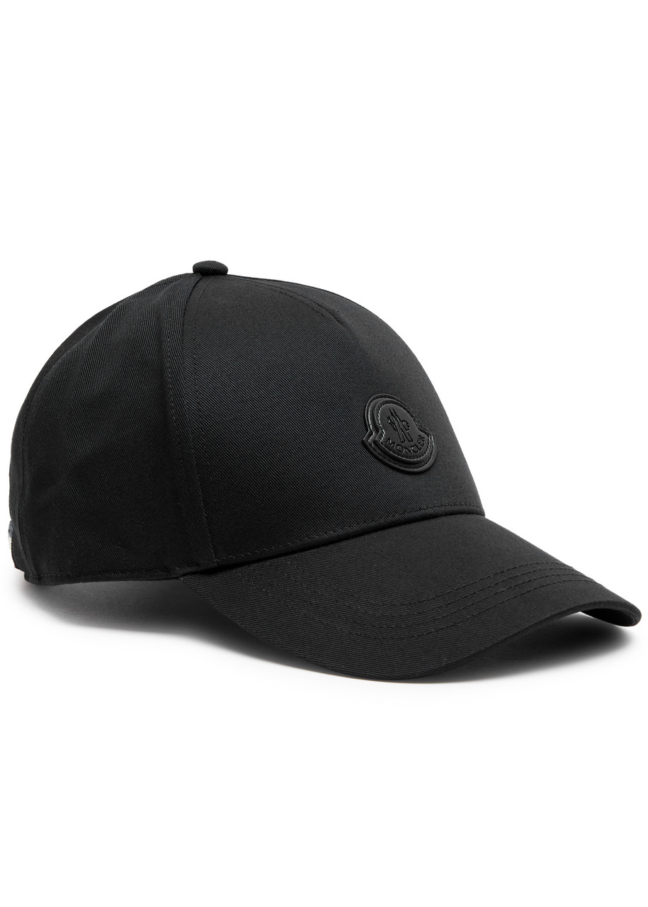 Shop Moncler Logo Cotton Cap In Black