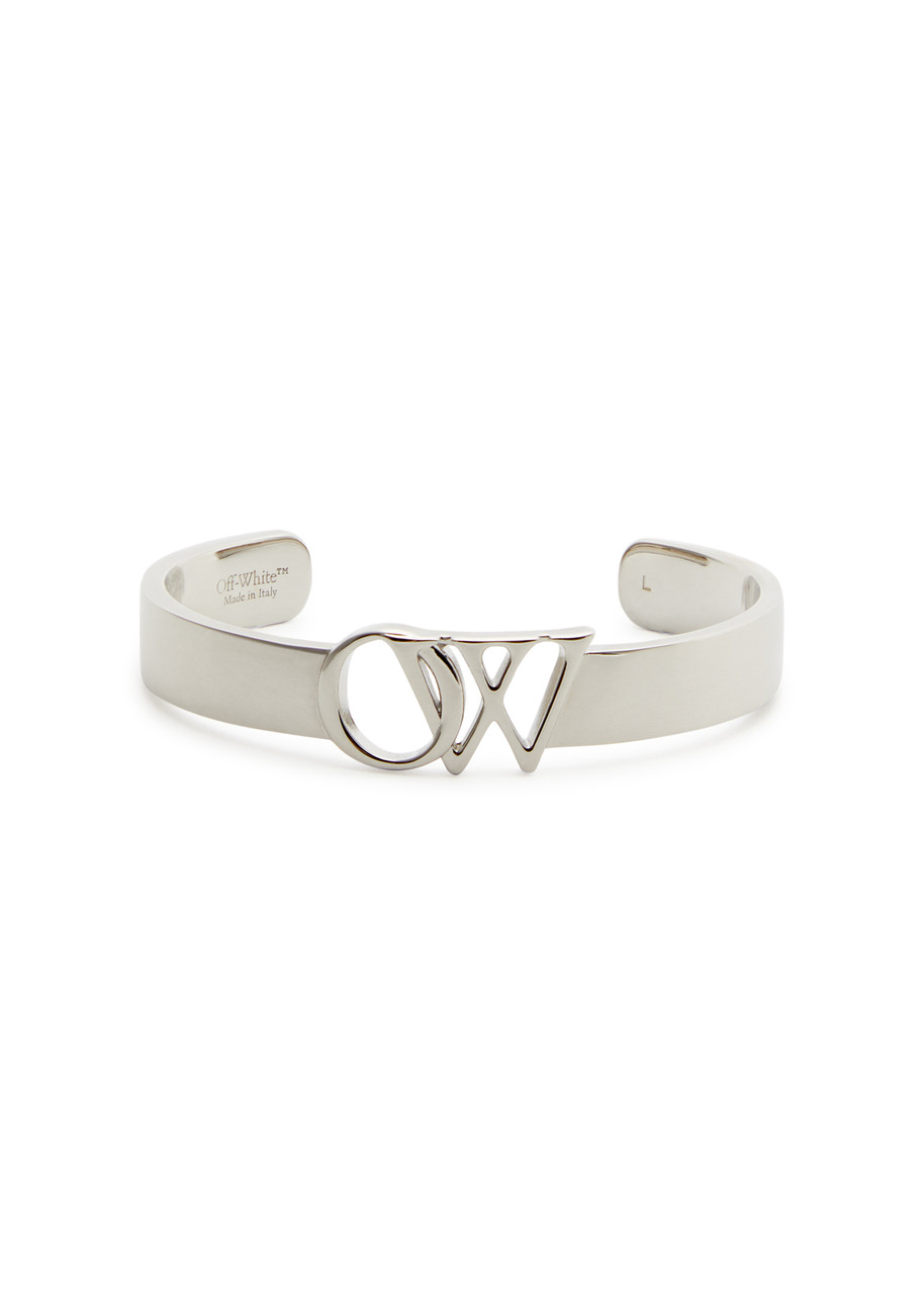 Off-white Logo Cuff Bracelet In Silver