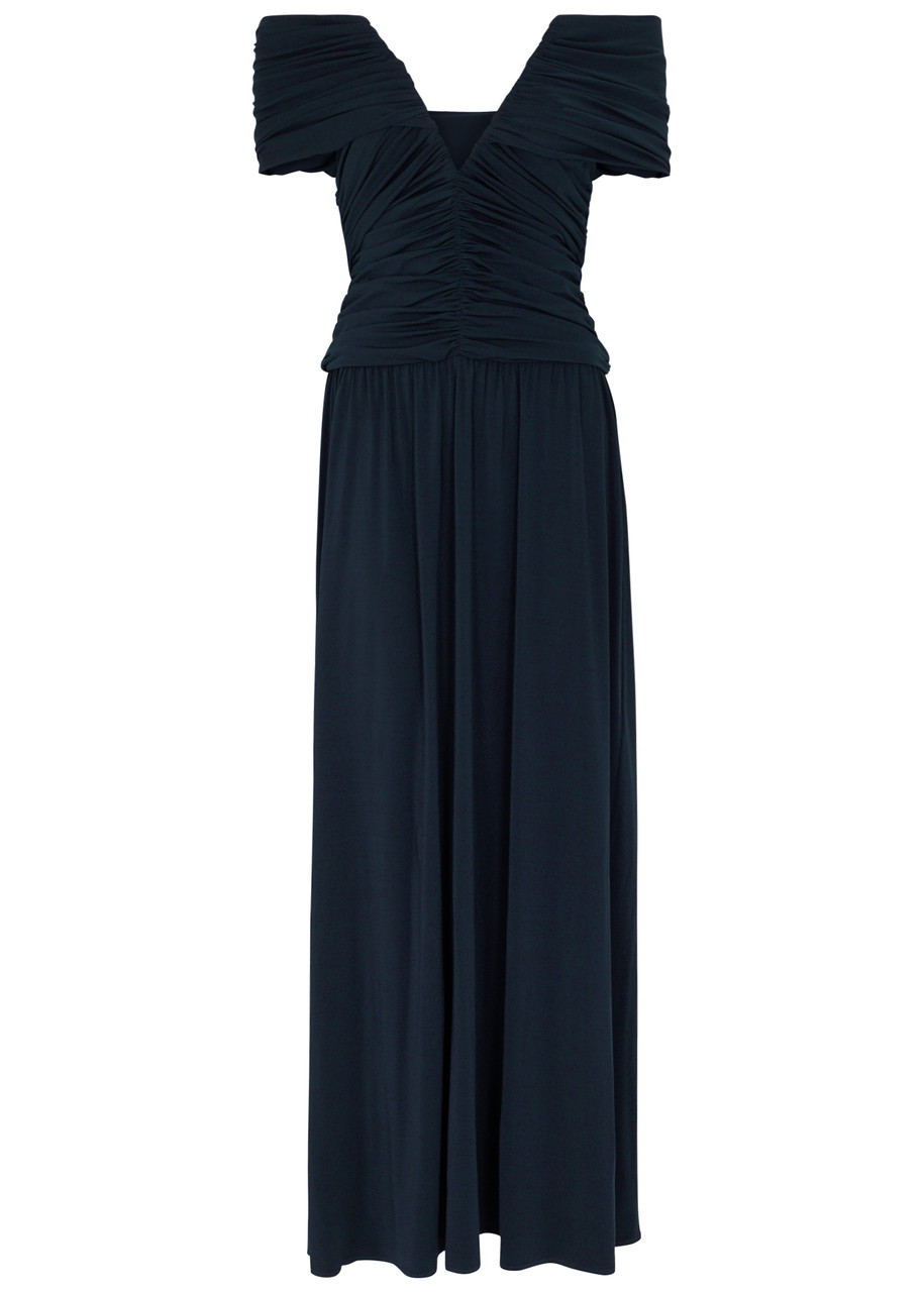 Magda Butrym Off-shoulder Midi Dress In Navy