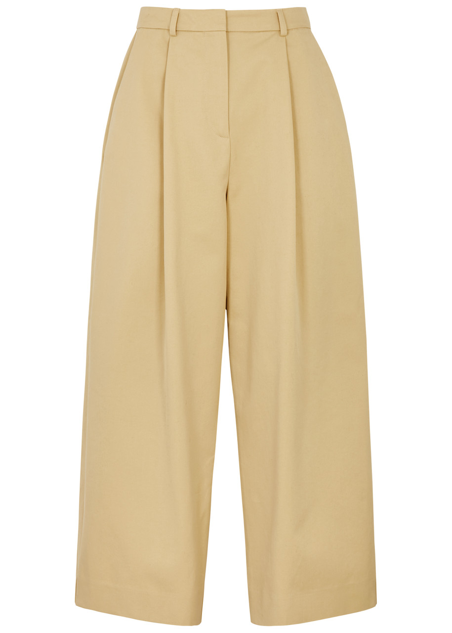 Shop Skall Studio Bob Cropped Straight-leg Cotton Trousers In Yellow