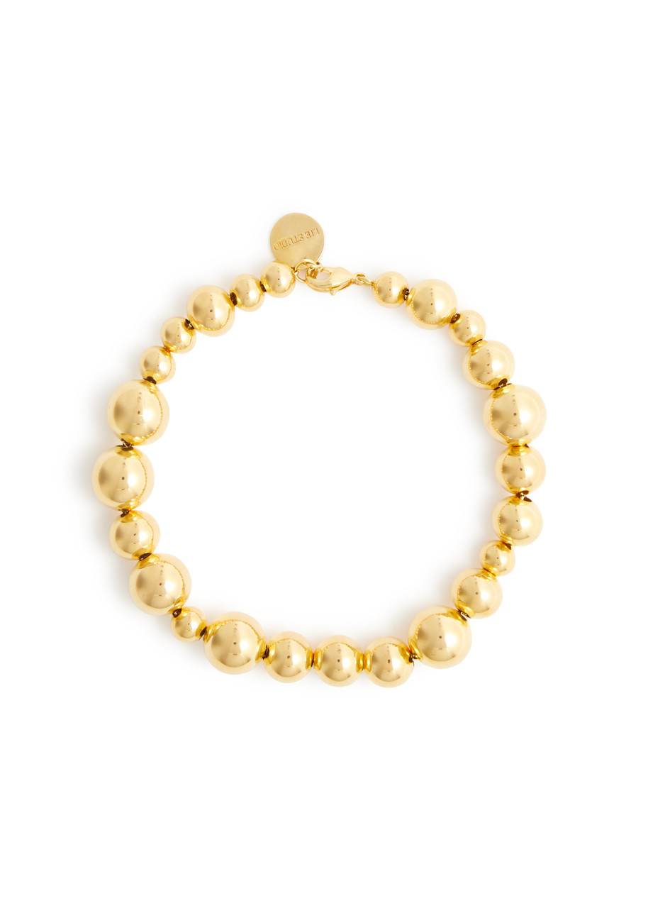 Shop Lie Studio The Elly 18kt Gold-plated Beaded Bracelet