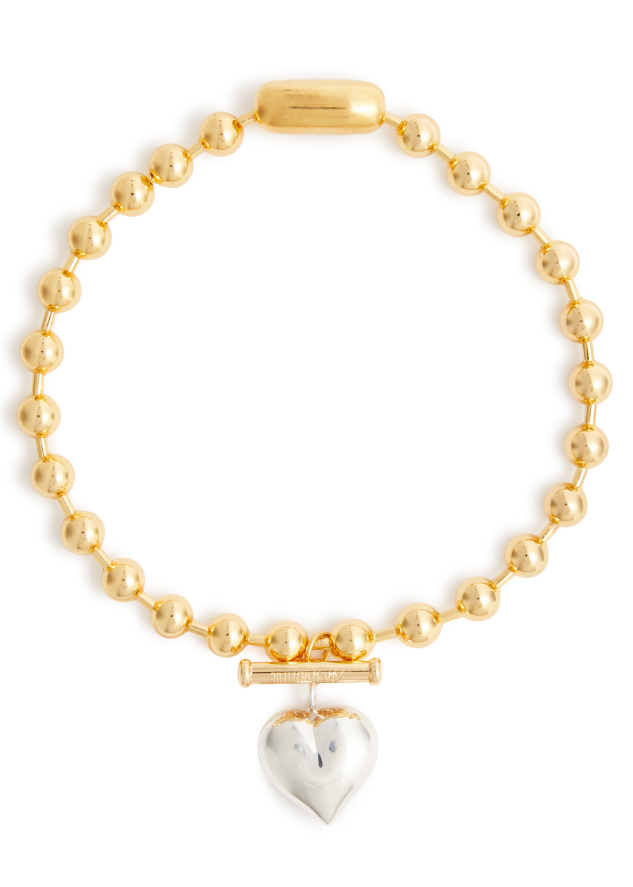 Shop Timeless Pearly Heart 24kt Gold-plated Beaded Necklace In Silver