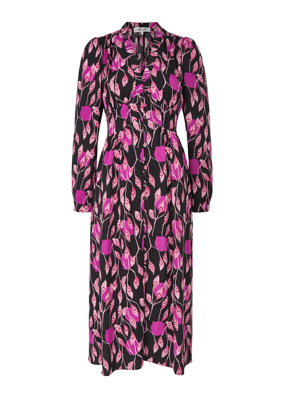 Shop Diane Von Furstenberg Erica Printed Midi Dress In Multicoloured
