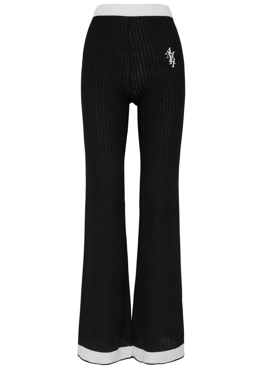 Shop Amiri Ribbed Cotton-blend Trousers In Black